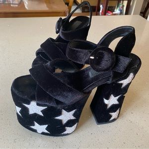 Current Mood velvet platforms with sequined stars size 7